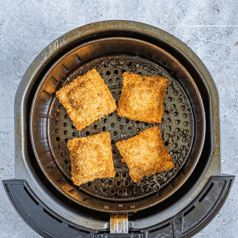 Baking or air frying ravioli until golden brown and crispy