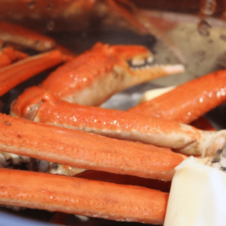 Steaming crab legs fresh out of the Instant Pot, ready to be plated.