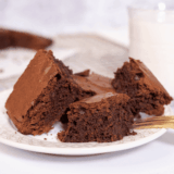 Fudgy air fryer boxed brownies cut into squares on parchment paper