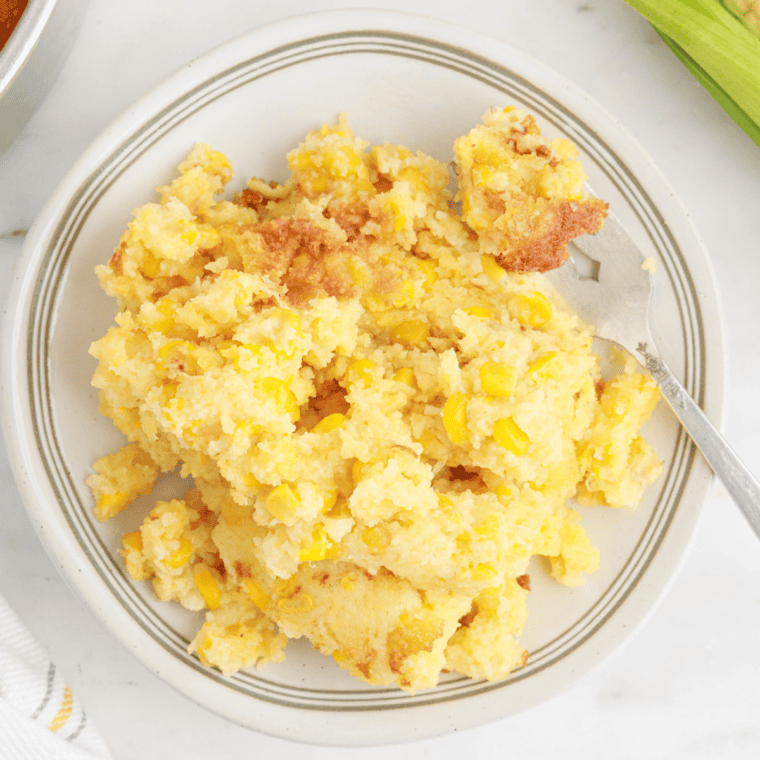 Golden and fluffy Air Fryer Corn Casserole, perfectly cooked with a crispy top and creamy texture.