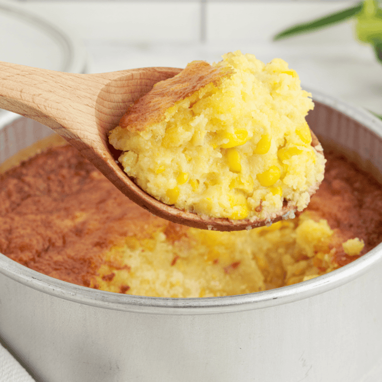 Golden and creamy Air Fryer Corn Casserole, perfectly baked with a crispy top and soft, fluffy texture.