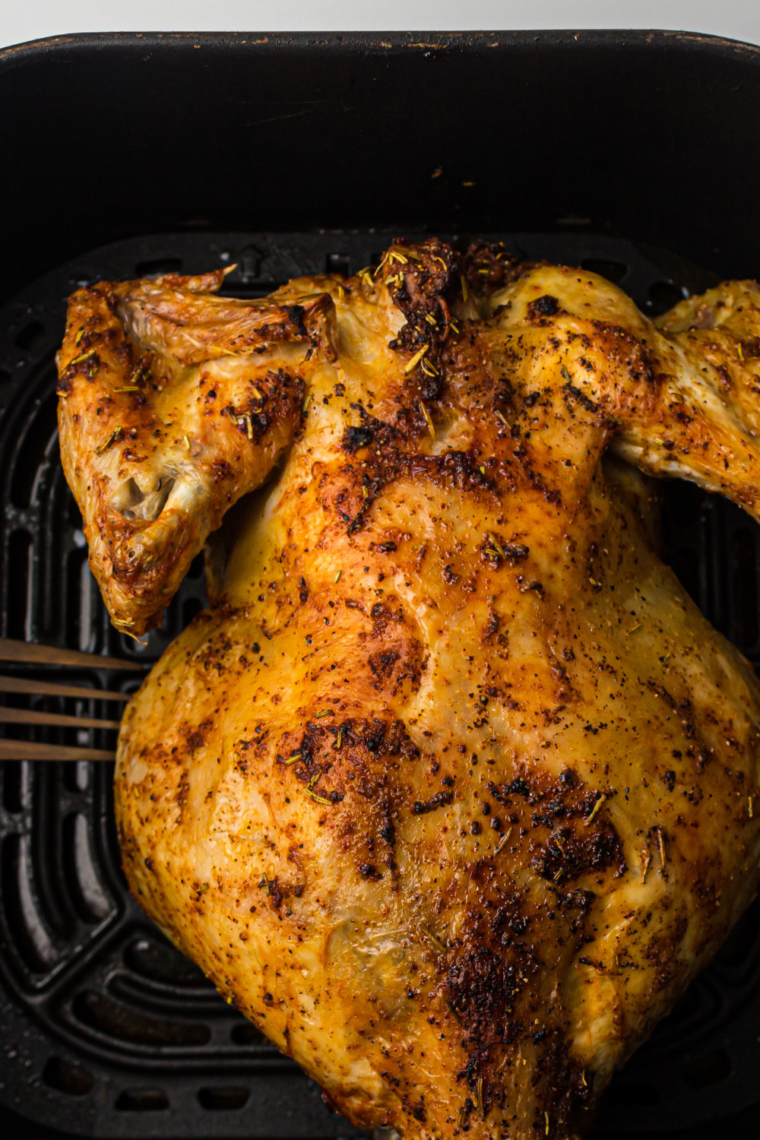 Flip chicken and cook until golden crispy and fully done