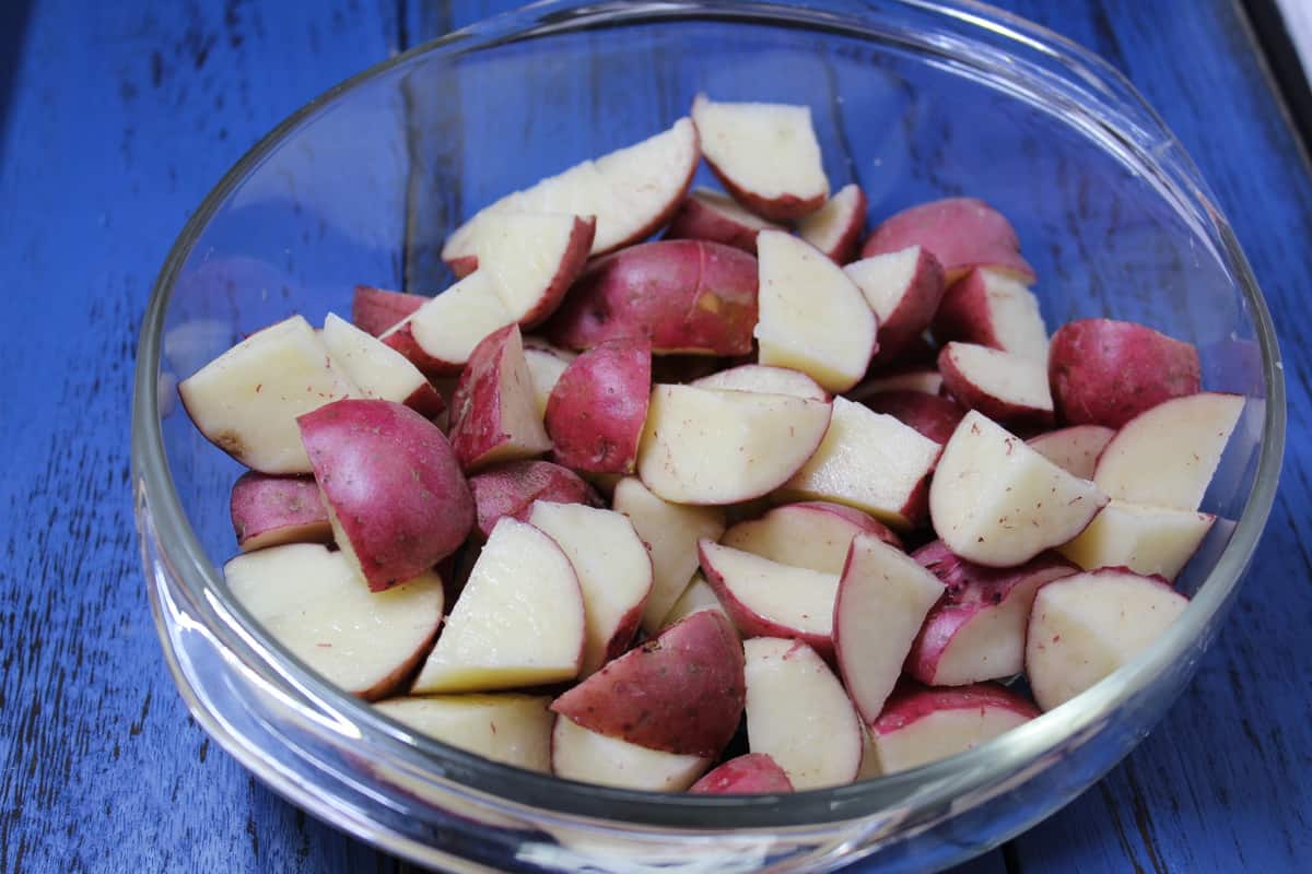 prepping red potatoes