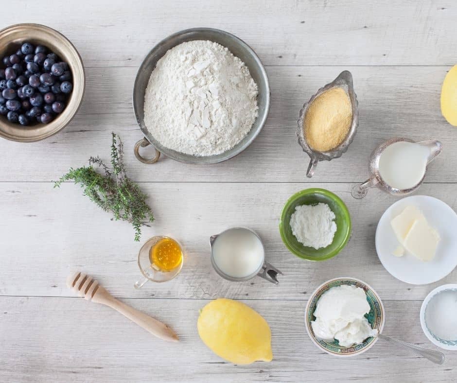 Ingredients For Air Fryer Blueberry Lemon Muffins