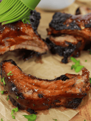 Longhorn Steakhouse Ribs on cutting board.