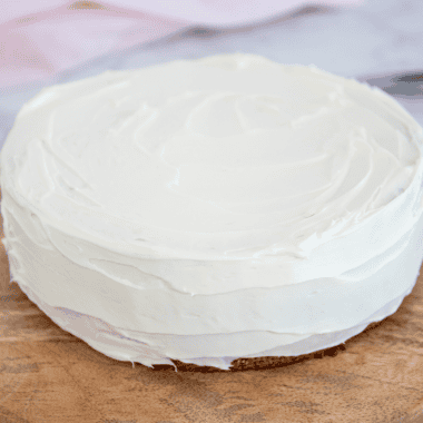 Whole air fryer Italian lemon ricotta cake dusted with powdered sugar