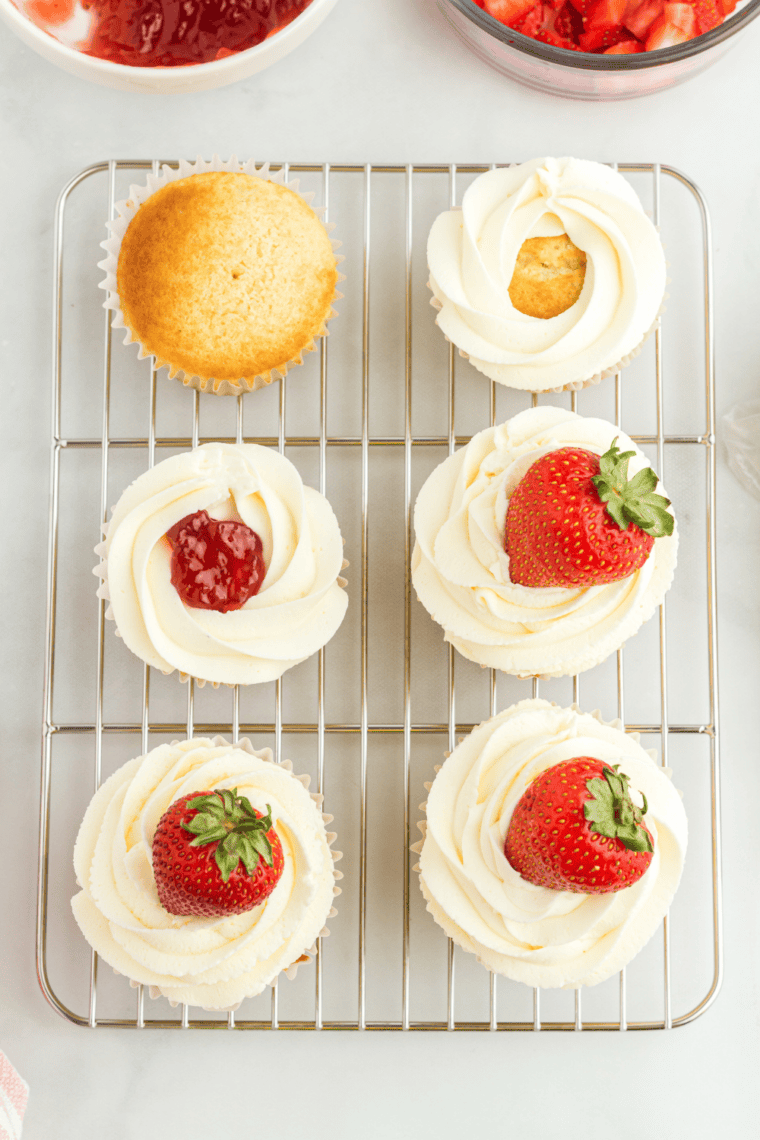 Plate of Air Fryer Homemade Yellow Cupcakes.