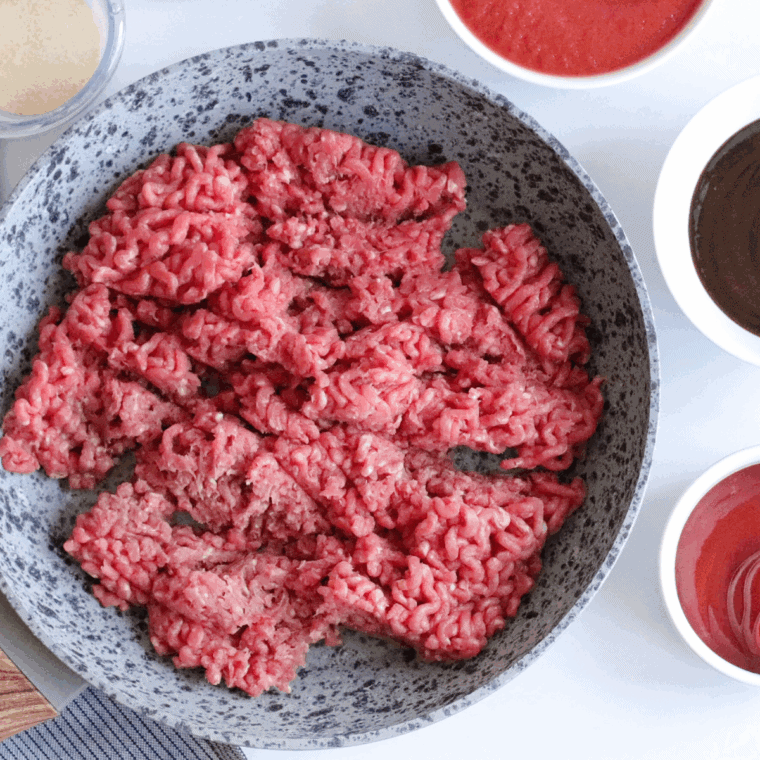 Browning ground beef in a skillet for sloppy joe filling
