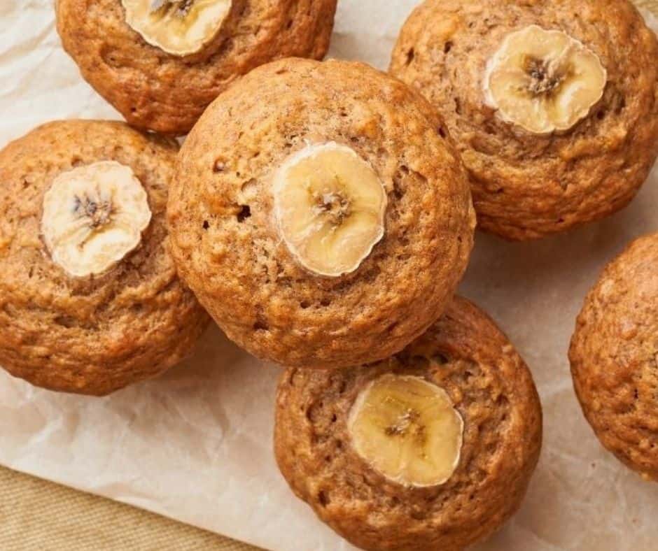 Air Fryer Banana Muffins on Plate