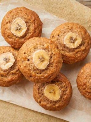 Air Fryer Banana Muffins on cooling rack