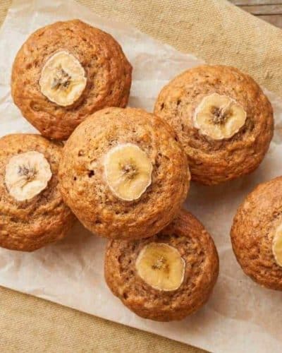 Air Fryer Banana Muffins on cooling rack