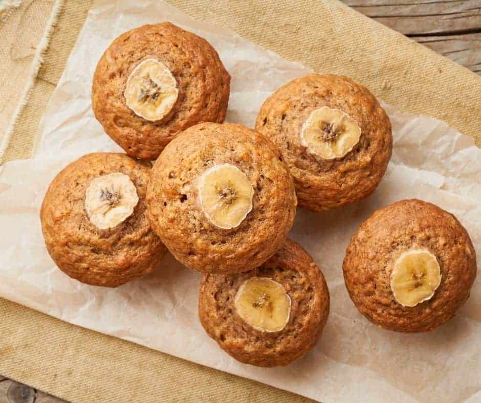 Air Fryer Banana Muffins on cooling rack