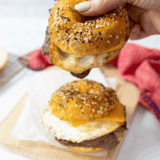 Air Fryer Homemade Bagel Breakfast Sandwiches (Egg, Sausage & Cheese)