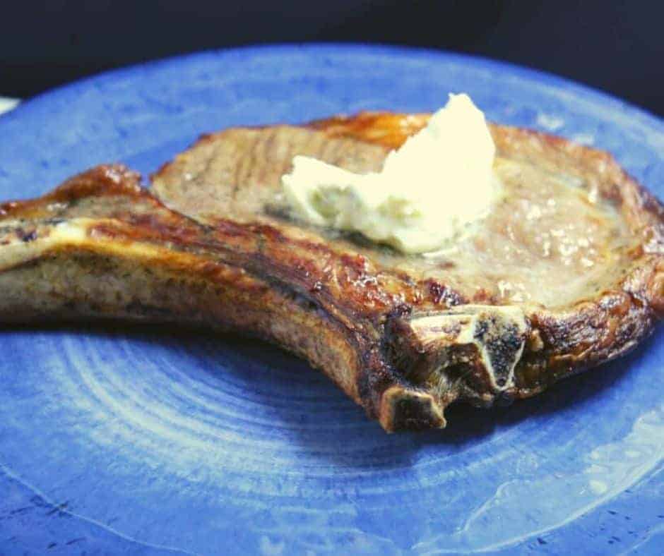 Air Fryer Rib Eye Steak with Blue Cheese Butter (KETO Friendly)