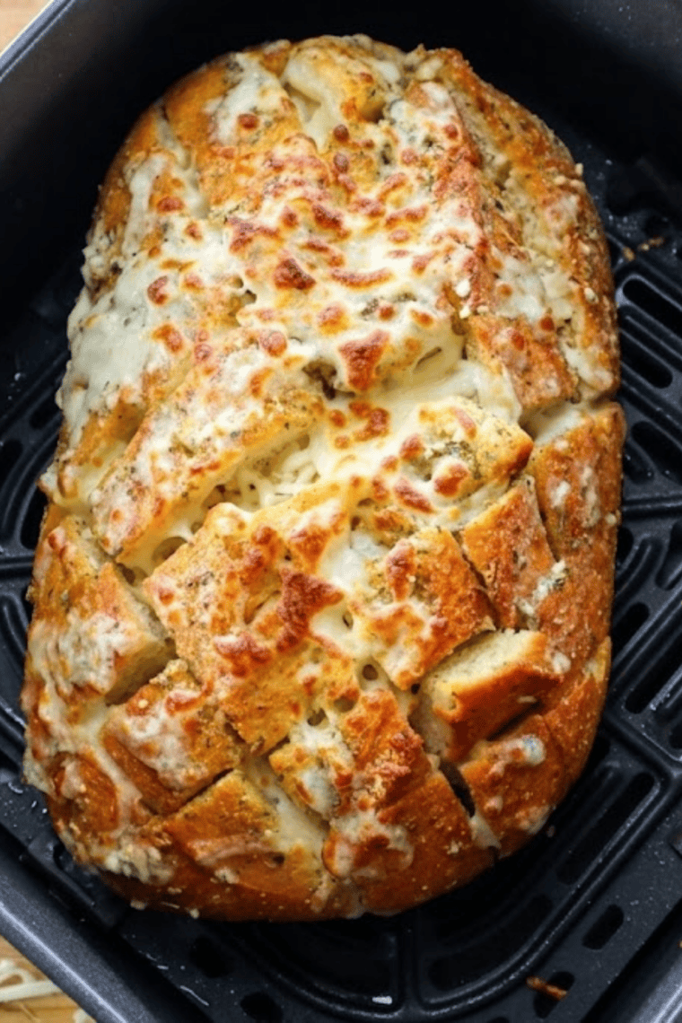 Air Fryer Cheesy Garlic Bread Rolls topped with golden melted mozzarella and Italian seasoning