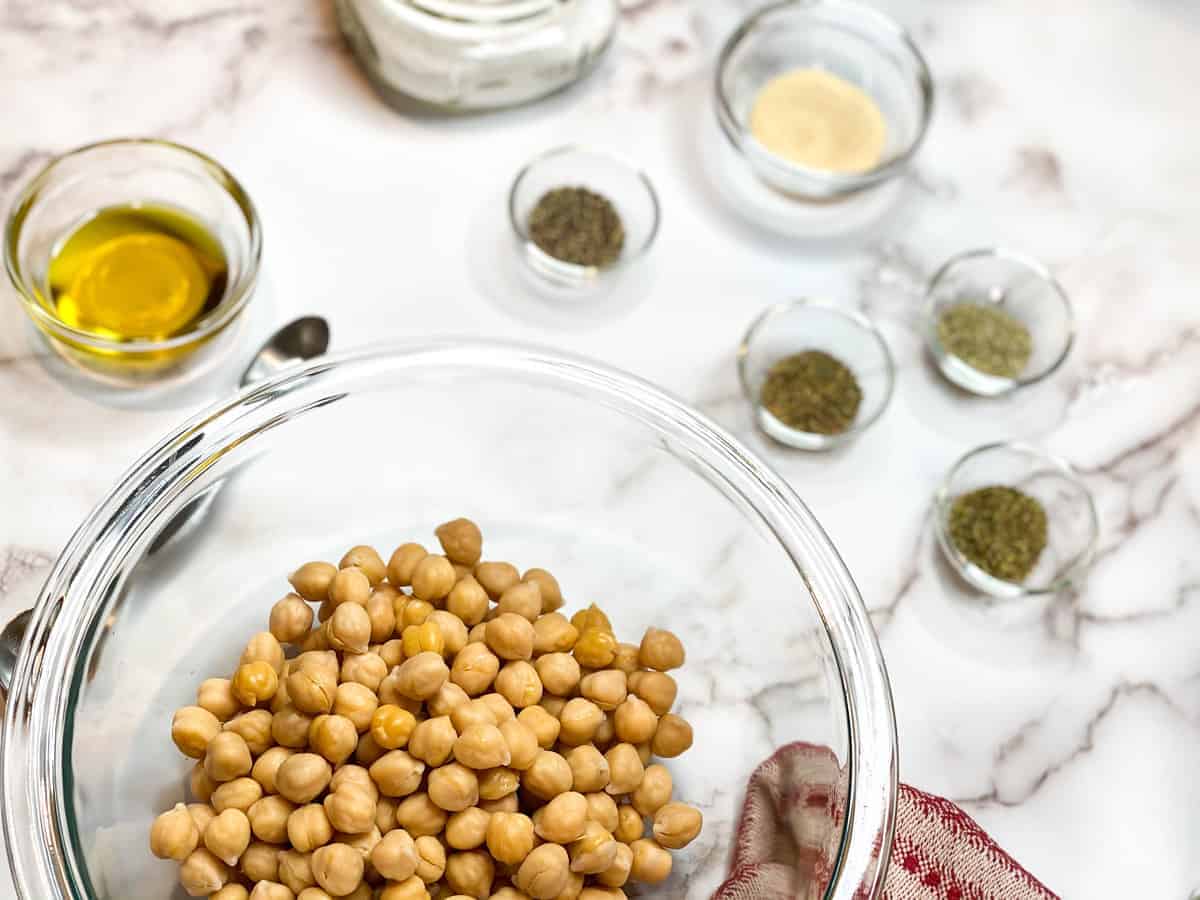 Ingredients Needed For Air Fryer Garlic and Herb Roasted Chickpeas