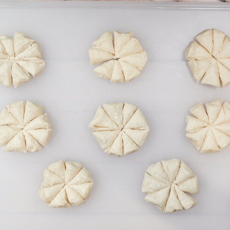 Cut the biscuit dough into pieces.