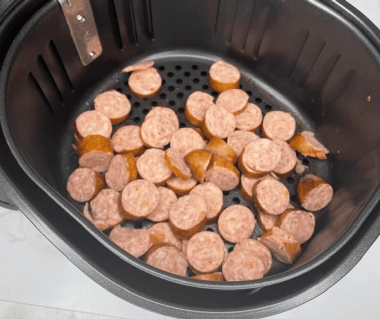 Air Fryer Kielbasa and Potatoes Fork To Spoon
