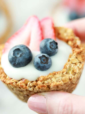 Hand holding oatmeal bites