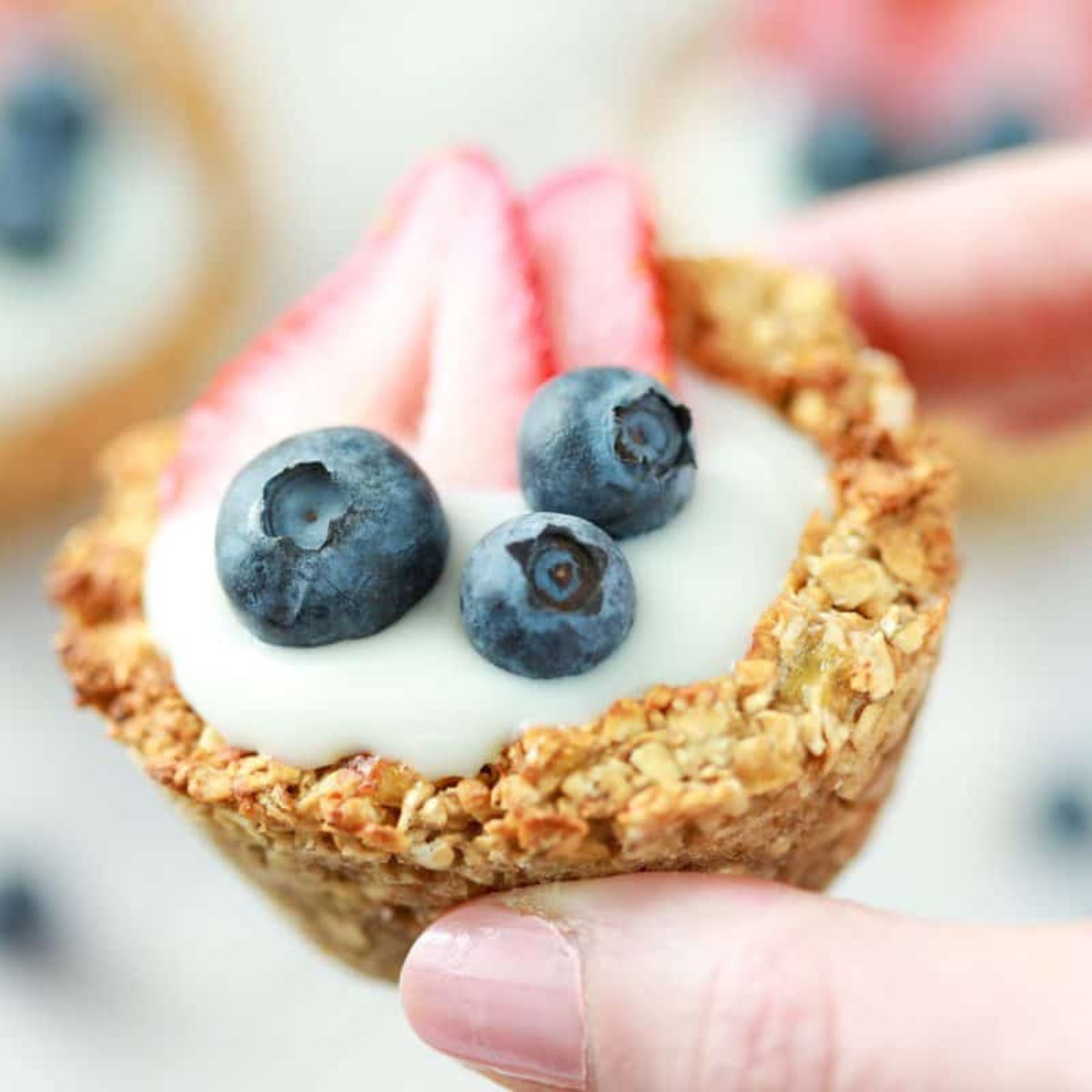 Hand holding oatmeal bites