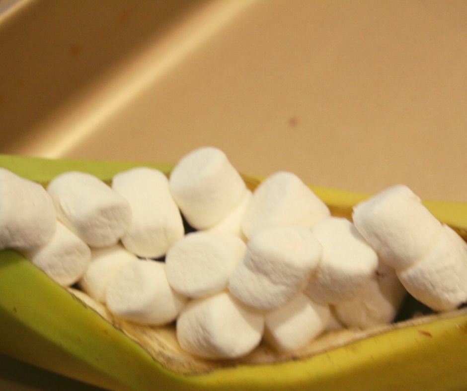 Mini Marshmallows on Banana Boat