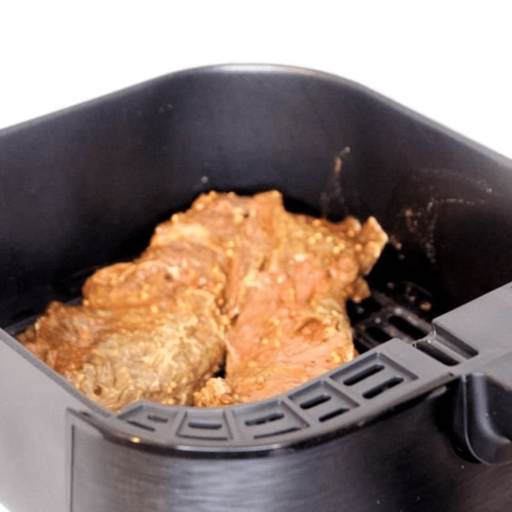 Air Fryer Steak Tips in Air Fryer Basket