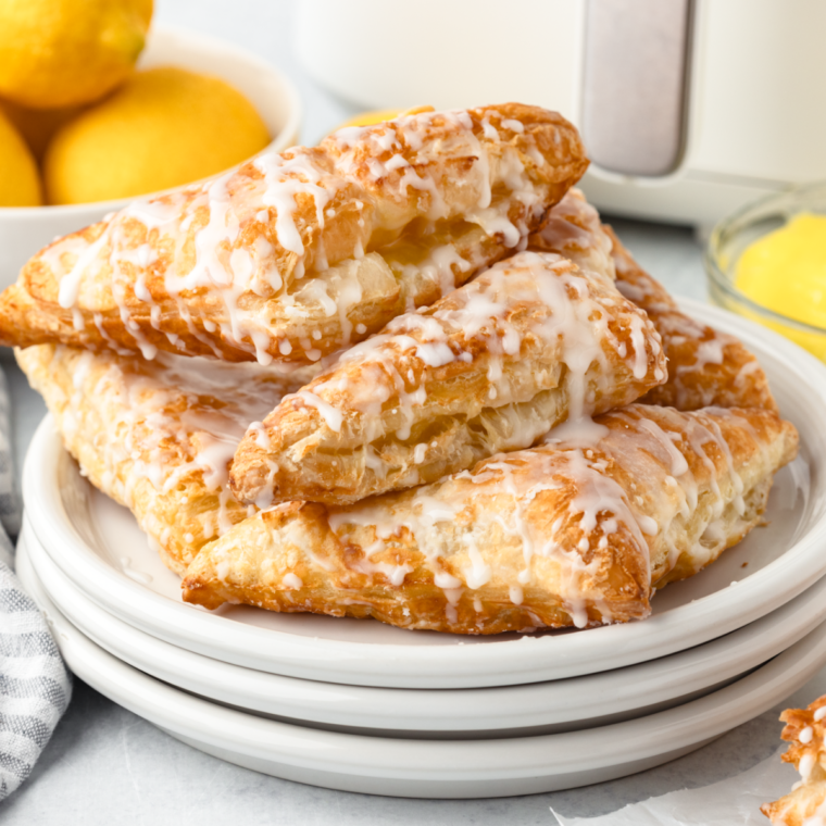 "Crispy golden lemon hand pies fresh from the air fryer."