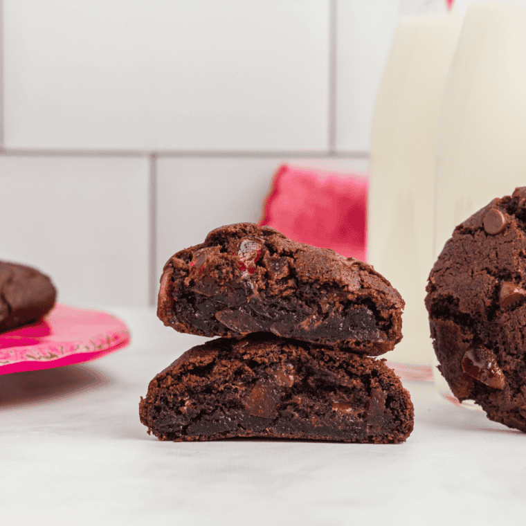 Air Fryer Double Chocolate Chip Cookies baked to perfection with a rich, fudgy texture and mini chocolate chips.