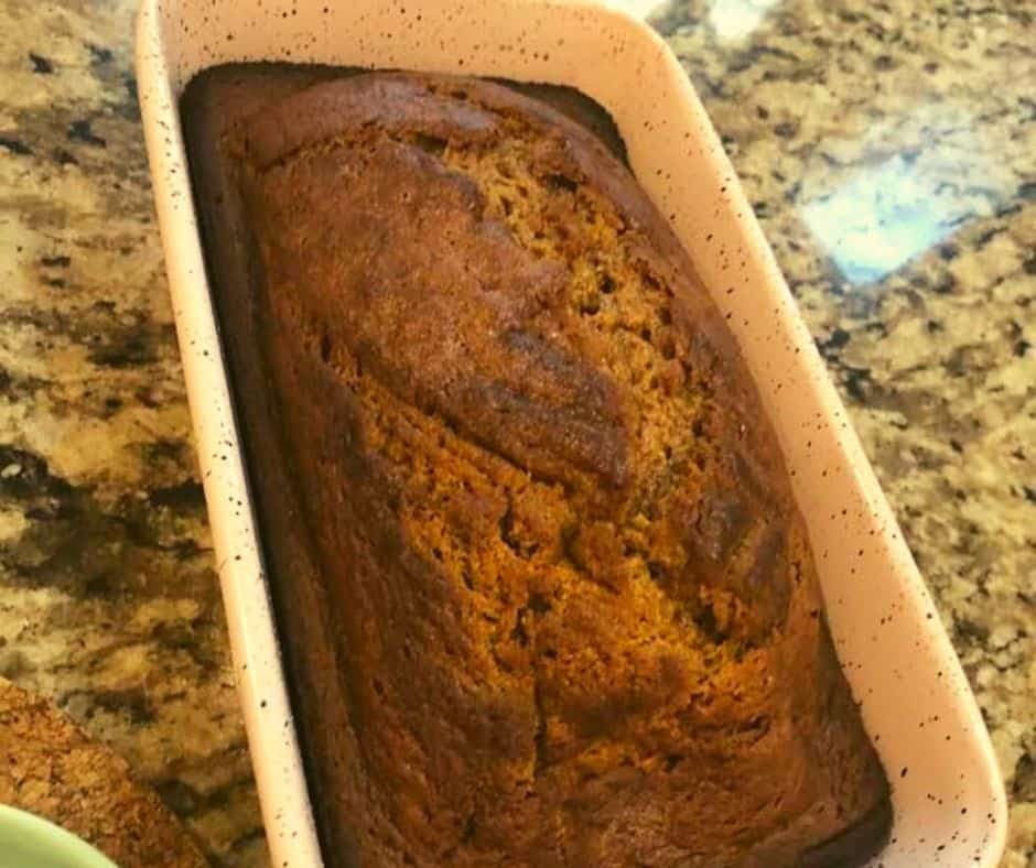Pumpkin Bread Finished Air Frying in Loaf Pan