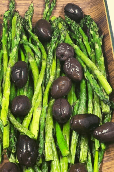 Air Fryer, Air Fried Roasted Asparagus With Olives