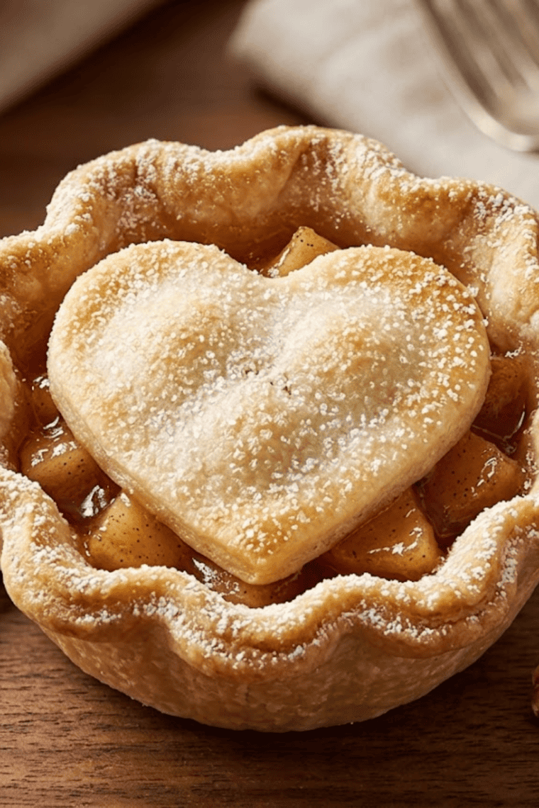Air Fryer Mini Apple Pies recipe pin with text overlay and finished pies