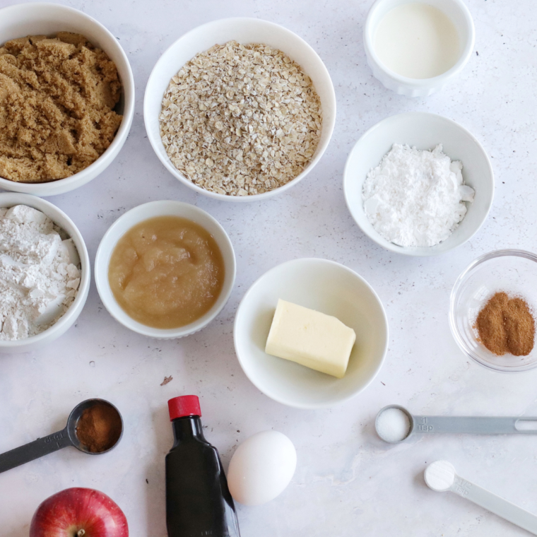 Ingredients needed for Air Fryer Pumpkin Oatmeal Cookies on kitchen table.