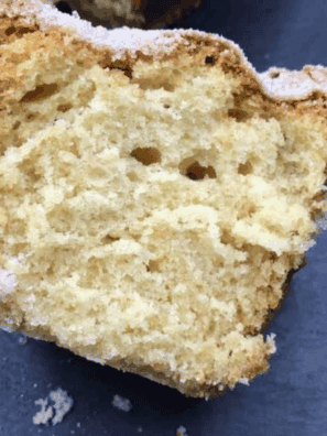 Homemade copycat Trader Joe’s Pancake Bread sliced on a cutting board with a cinnamon-streusel topping.