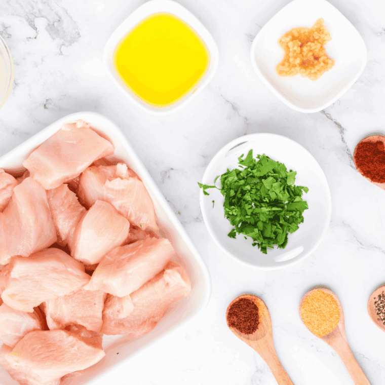 Ingredients needed for PF Chang’s Sweet And Sour Chicken Recipe on kitchen table.
