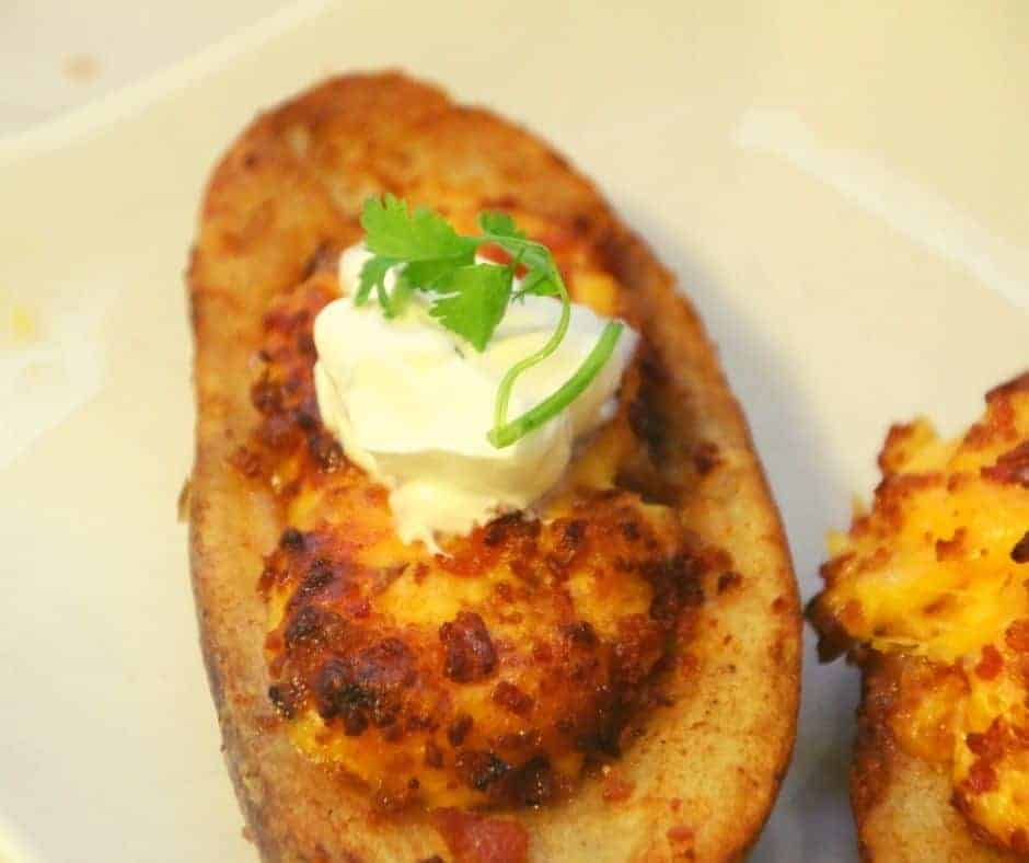 plate with air fried potato skins
