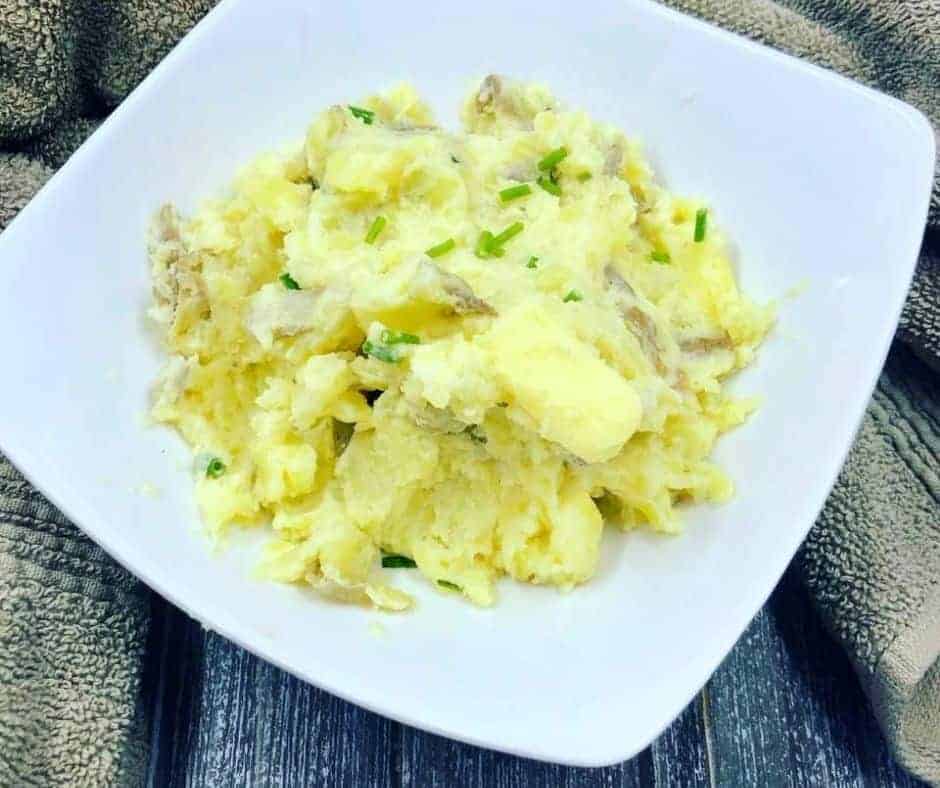 a plate of air fryer mashed potatoes