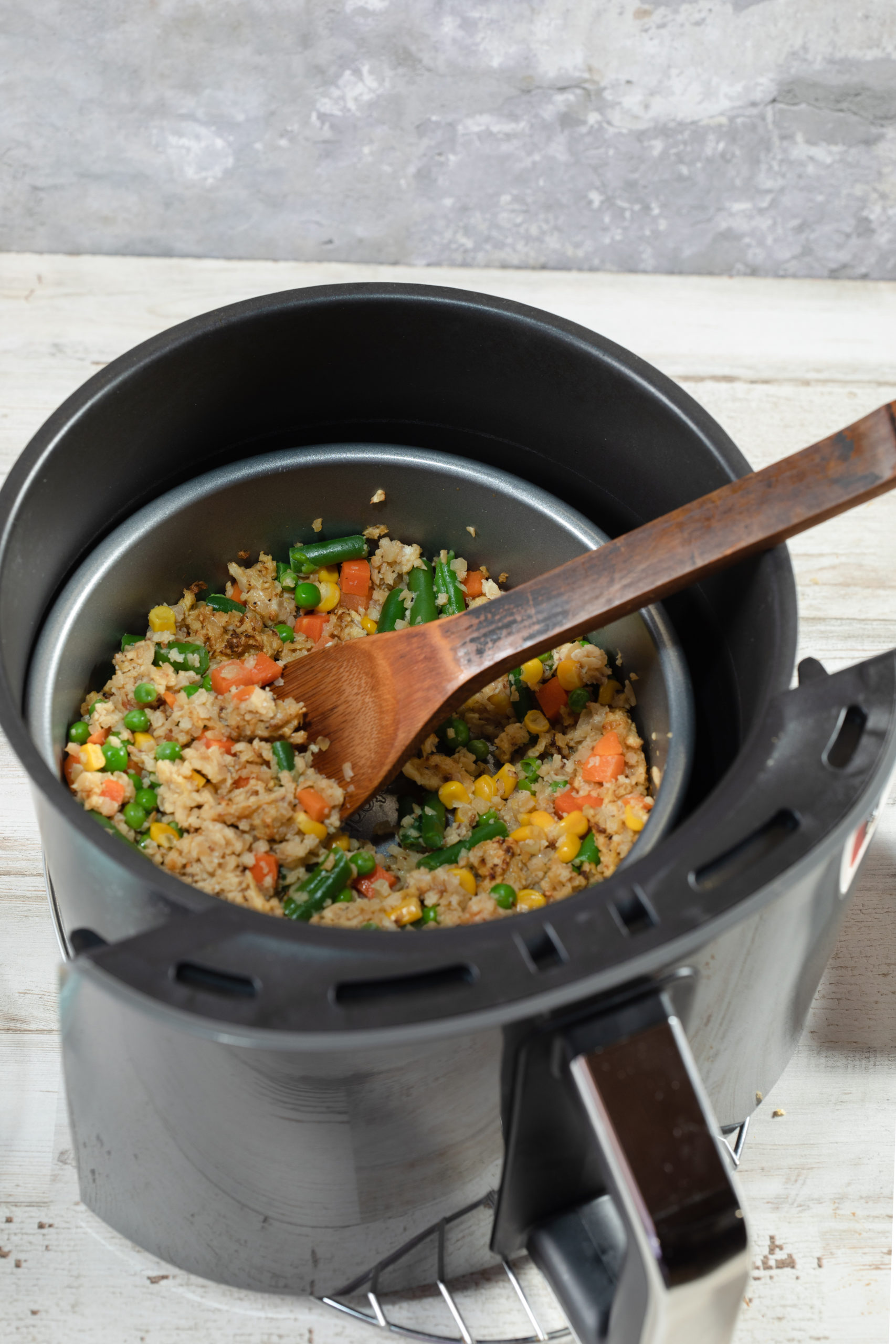 Air Fryer Fried Cauliflower Rice Fork To Spoon