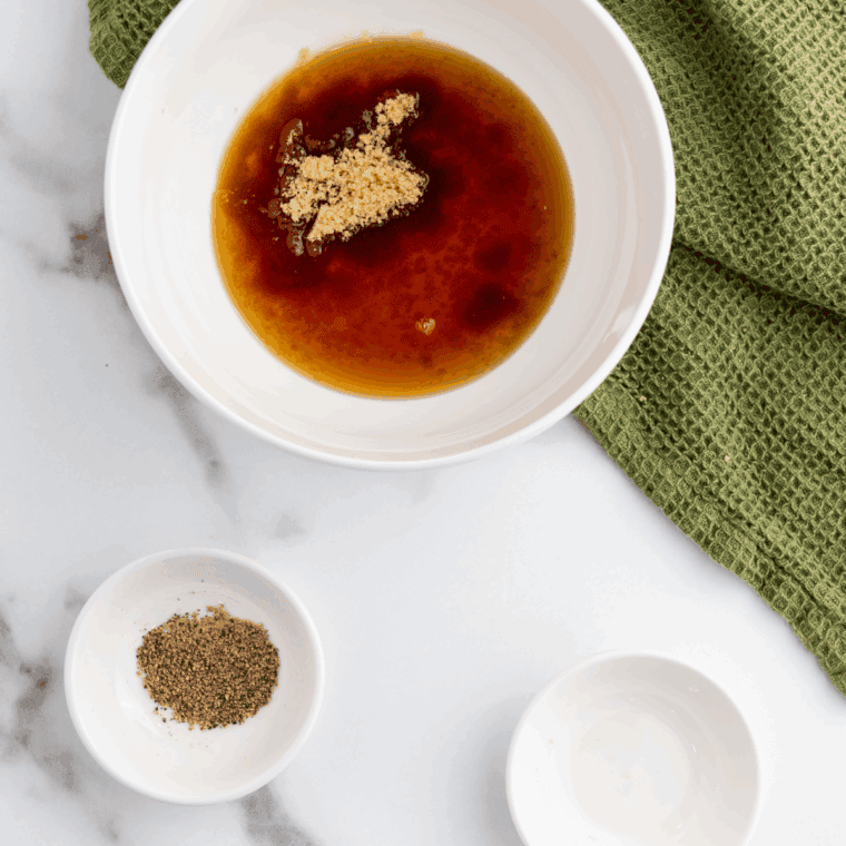 "Mix brown sugar, bourbon, and maple syrup in a small bowl until well combined."