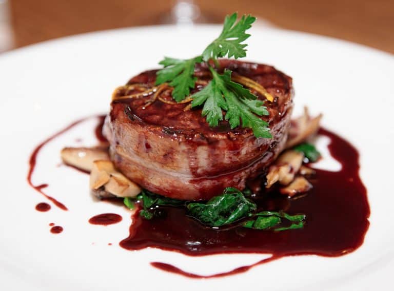 Air Fryer Beef Tenderloin Steak Wrapped With Bacon Fork To Spoon