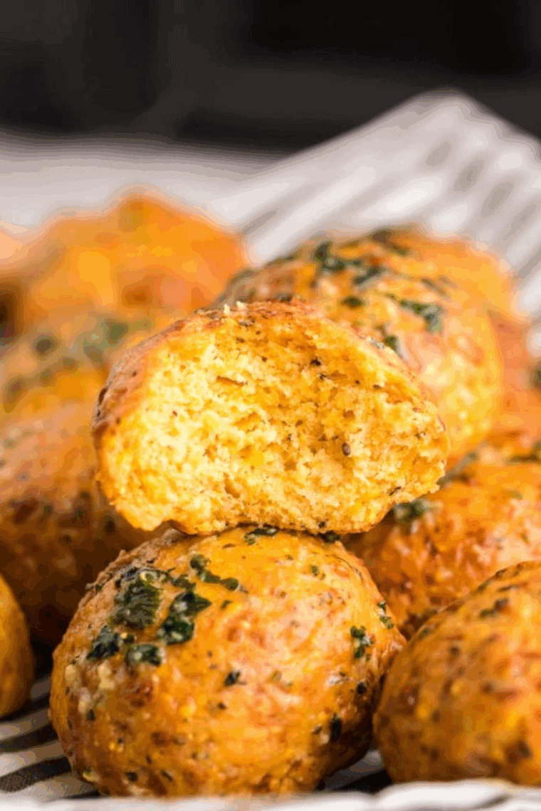 Plate of Red Lobster Biscuits in the Air Fryer on the kitchen counter.