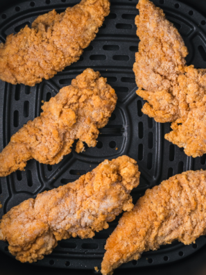 Tyson Air Fried Chicken placed into the air fryer basket.