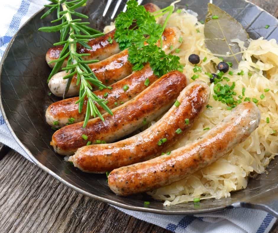 Air Fryer Brats in Dish