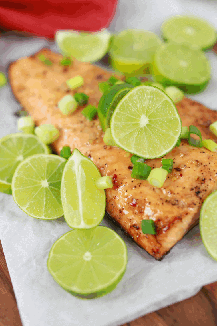 Make Air Fryer Keto Garlic Butter Salmon at home! Tender, flaky salmon fillets coated in rich garlic butter make a quick, low-carb, and healthy dinner.