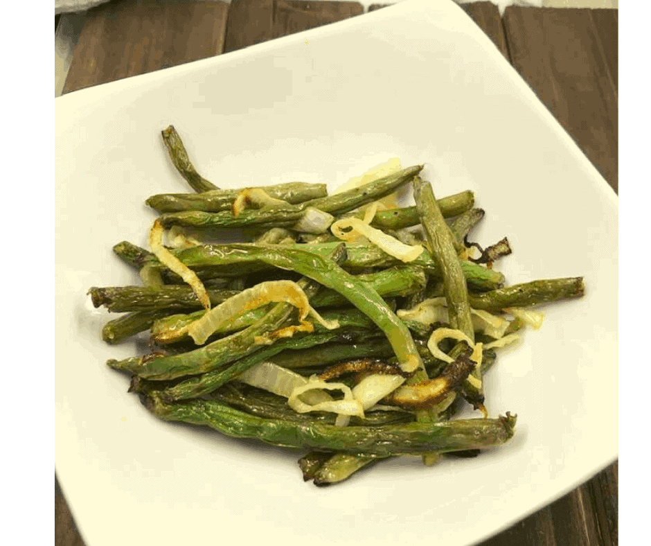 Air Fryer Green Beans With Caramelized Sweet Onions Fork To Spoon