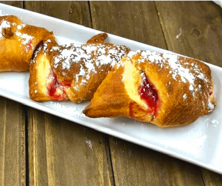 Air Fryer Crescent Roll Cherry Cream Cheese Pastry Fork To Spoon