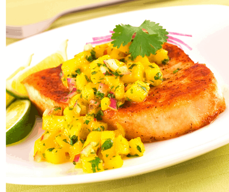 Air Fryer Grilled Swordfish Steaks With Mango Salsa Fork To Spoon