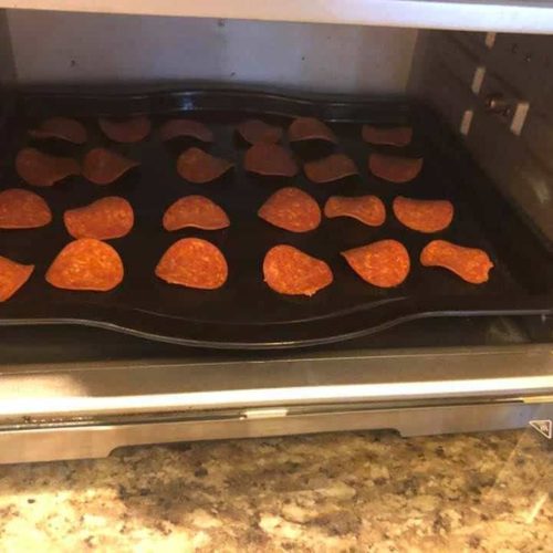 Air Fryer KETO Pepperoni Cracker Chips Fork To Spoon