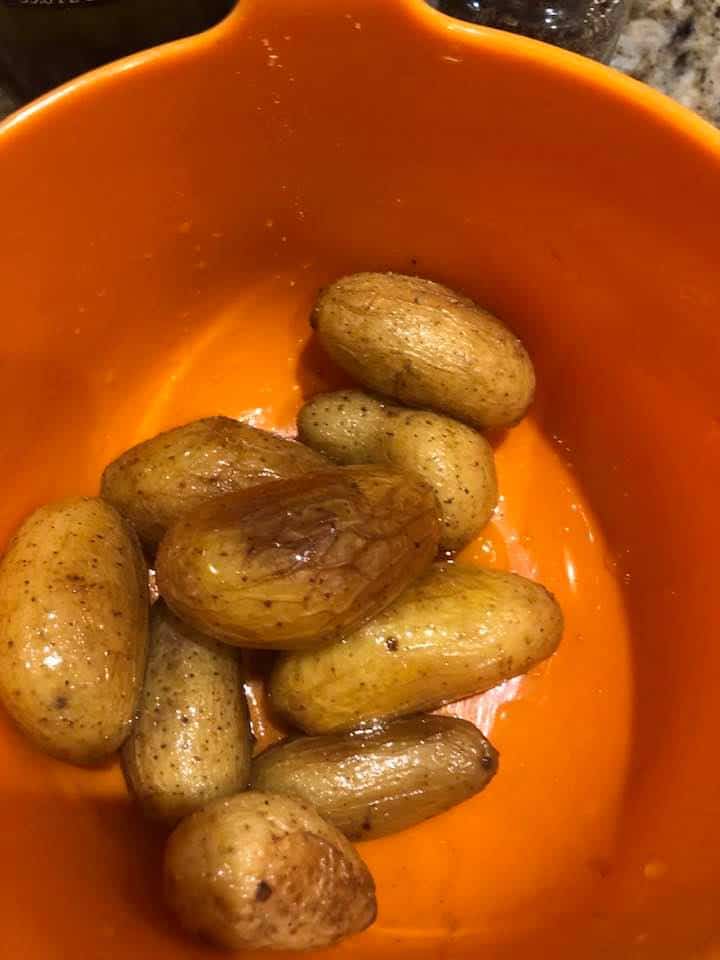 Mix Fingerling Potatoes in Bowl