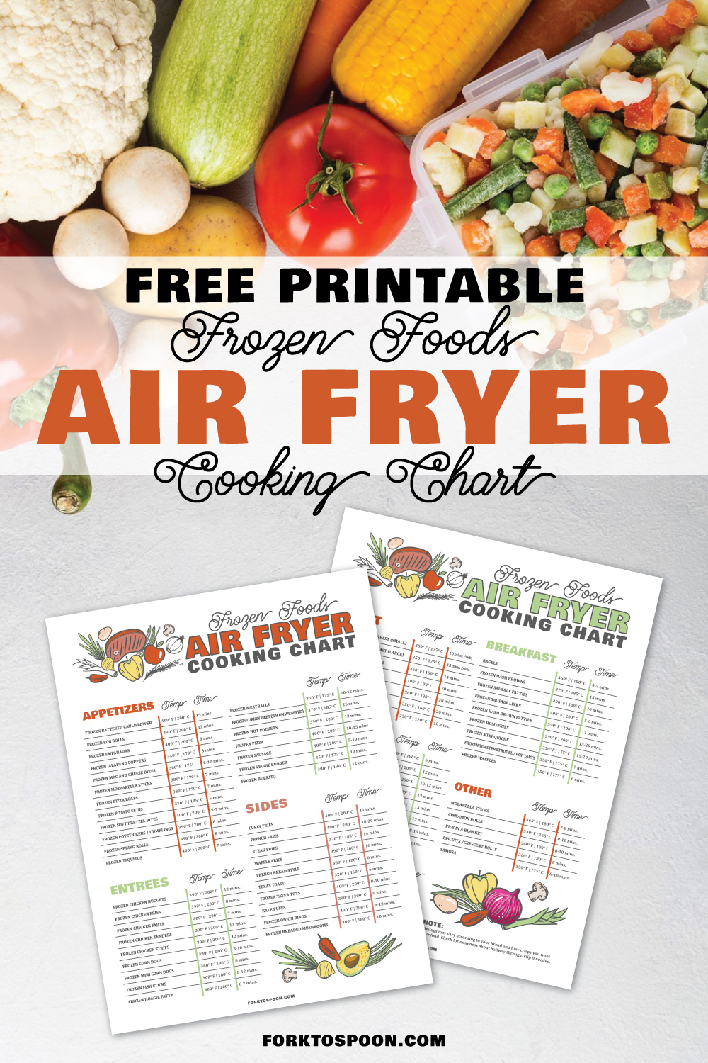 Air Fryer Frozen Food Cooking Chart