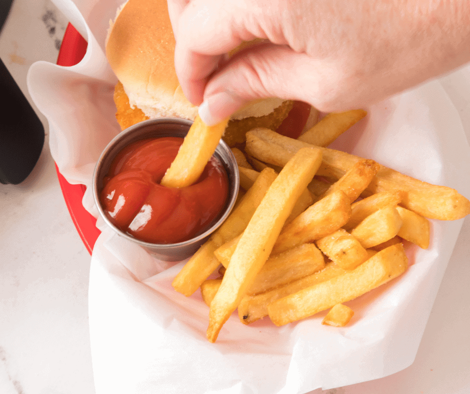 air fryer frozen steak fries in ketchup
